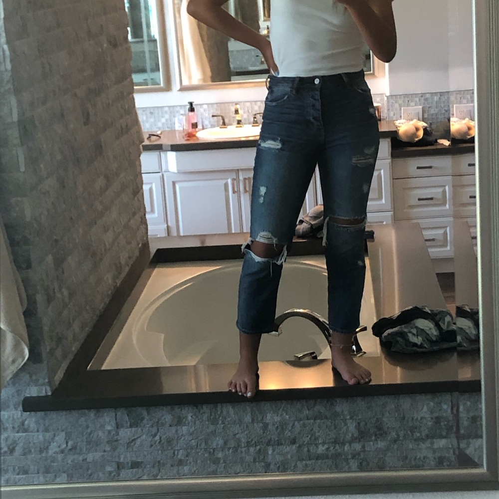 PacSun button up ripped mom jeans